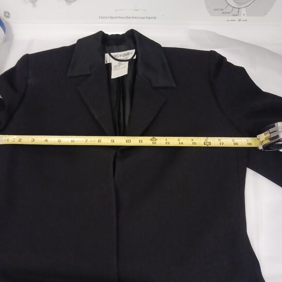 YVES SAINT LAURENT Jacket Womens Sz 42 RWool BLACK Office Blazer Structured Open - Picture 5 of 12